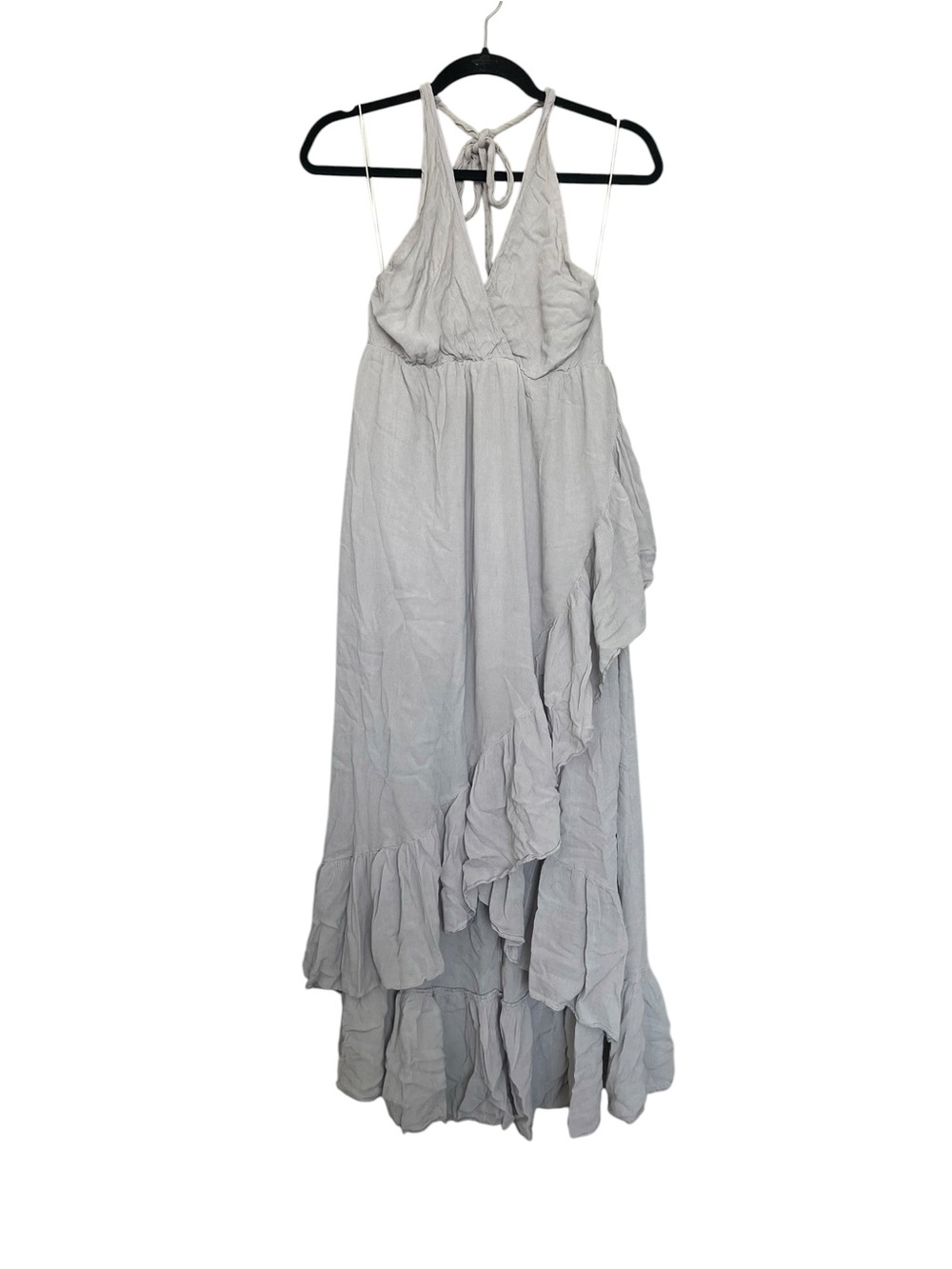 Mustard Seed Light Gray Ruffled Halter Dress